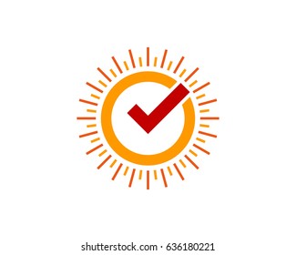 Sun Check Icon Logo Design Element