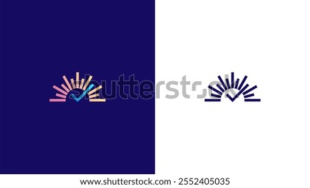 Sun check or Solar check logo concept vector icon