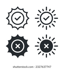 Sun with checkmark icon. Illustration vector