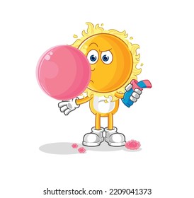 the sun chewing gum vector. cartoon character