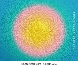 Fundo abstrato do círculo solar. Padrão feito de esferas de cor. Design para banner, folheto, cartaz, capa ou brochura. Ilustração vetorial.