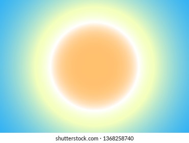 Sun circle abstract background. Trendy abstract sun on blue background. Yellow and orange soft backdrop with gradient for wallpaper, cover design and banner template. Vector illustration 