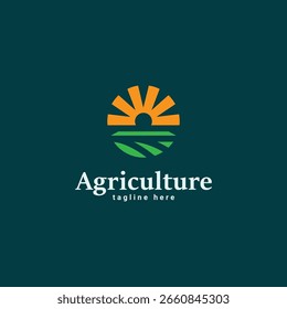 Projeto do logotipo do Sun Circle Farm Field, Summer Farm Harvest