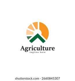 Diseño del logotipo de Sun Circle Farm Field, Cosecha de granja de verano