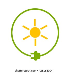 Sun in a circle with plug as symbol of eco-friendly energy source