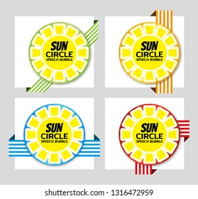 Sun circle speech bubble. Origami dialogue banner for your message. Special offer. Discount tag, badge, emblem. Web stickers. Price tag template for catalog with space for text