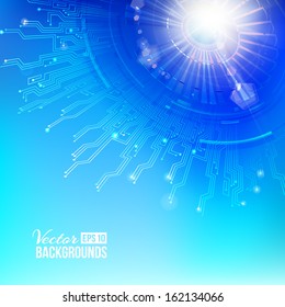 Sun of circuit board background. Vector illustration.