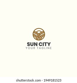Kostenlose Vektorvorlage für Sun City-Logo. Geeignet für Ihr Unternehmen in der Branche 
