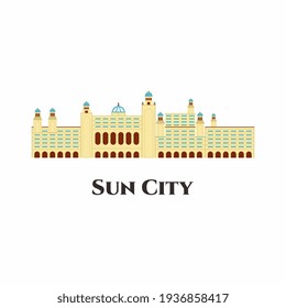 Sun City resort in South Africa vector icon flat cartoon. It is a premium destination with a host of hotels, attractions and kids activities. Great destination for your holiday. Worth to visit
