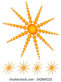 Sun clip-art with dotted rays. (rotated at different angles)