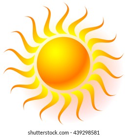 Sun clip-art with transparent glow effect. Sun shine, weather, tanning, sun bathing concepts.