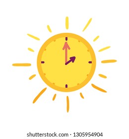 Sun clock cartoon color illustration