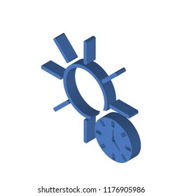 Sun clock isometric left top view 3D icon