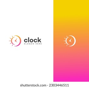 sun Clock logo icon symbol design template vector illustration