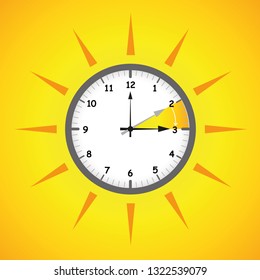 sun clock summer time daylight saving time vector illustration EPS10