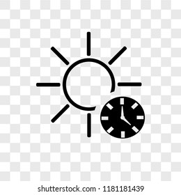Sun clock vector icon isolated on transparent background, Sun clock logo concept