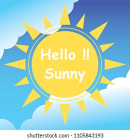 The sun, cloud and afternoon blue sky vector background for decoration.