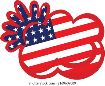 Sun and cloud with America flag design. National day country.