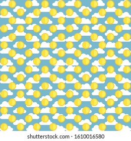 Sun & Cloud Background Template Cover Simple Illustration