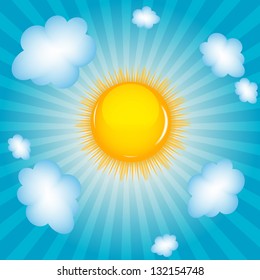 Sun and cloud background vector illustration