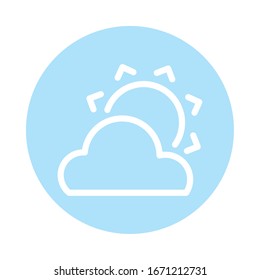 sun with cloud, block and flat style icon vector illustration design