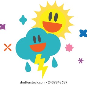 Sun and cloud cartoom characters