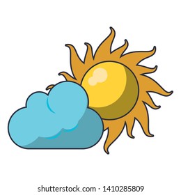 Sun and cloud cartoon isolated vector illustration graphic design