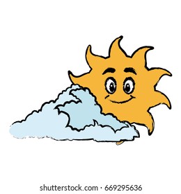 sun and cloud cartoon mascot drawn