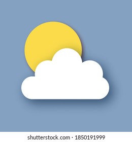 Sun with cloud. Cloudy sky. Paper cut Weather.