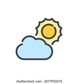 Sun and cloud color line icon. Weather and Climate vector outline colorful sign.