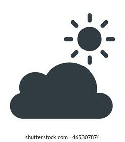 Sun with Cloud Colored Vector Icon