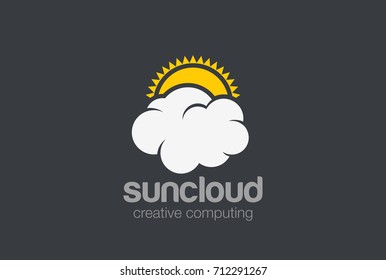 Sun Cloud computing Logo design vector template.
Weather icon. Friendly Logotype concept.