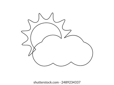 Sun and cloud continuous one line drawing vector illustration