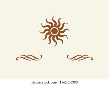 Sun and Cloud decorative style icons, Vector Illustration
