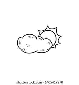 sun cloud doodle hand drawing vector