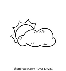sun cloud doodle hand drawing vector