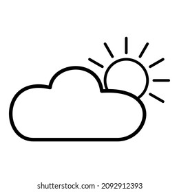 Sun And Cloud Flat Icon Isolated On White Background