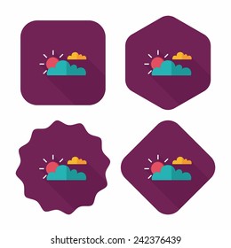 Sun and Cloud flat icon with long shadow,eps10
