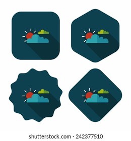 Sun and Cloud flat icon with long shadow,eps10