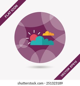 Sun and Cloud flat icon with long shadow,eps10