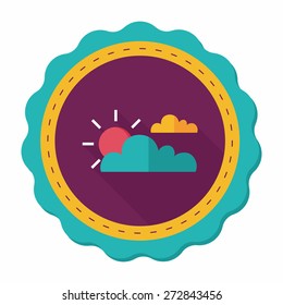 Sun and Cloud flat icon with long shadow,eps10