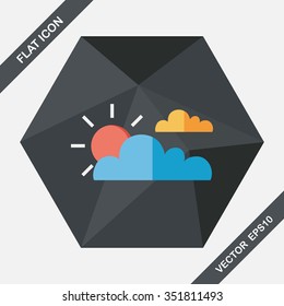Sun and Cloud flat icon with long shadow,eps10