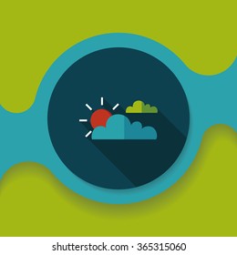 Sun and Cloud flat icon with long shadow,eps10