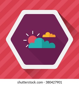 Sun and Cloud flat icon with long shadow,eps10