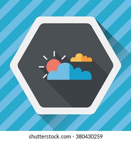 Sun and Cloud flat icon with long shadow,eps10