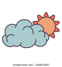 Sun and cloud flat illustration on white