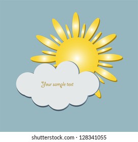 Sun with cloud floats in the sky. Vector illustration
