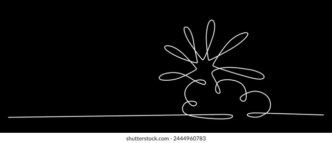 Sun and cloud - hand drawing one single continuous line banner. Vector stock illustration isolated on black background for design template weather forecast, travel blog. Editable stroke. EPS10