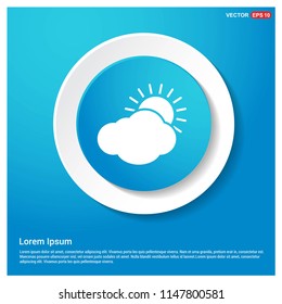 Sun Cloud Icon Abstract Blue Web Sticker Button - Free vector icon