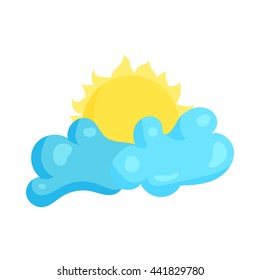 Sun and cloud icon in cartoon style on a white background